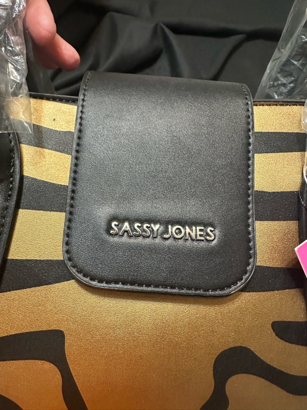 Sassy Jones Zebra-Stripe Satchel in Brown and Black - Picture 8 of 9
